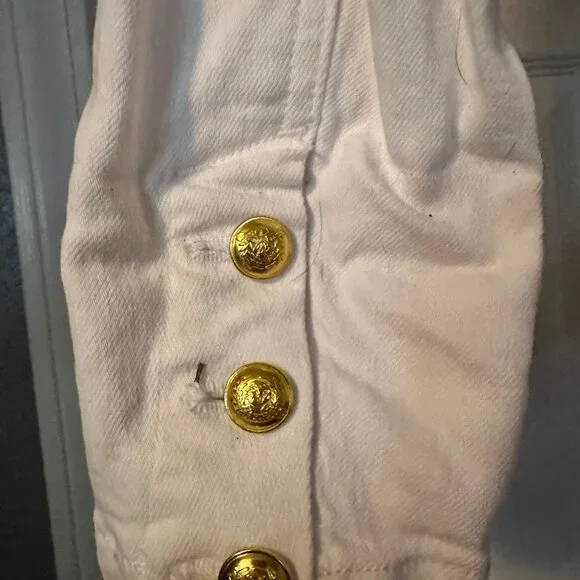 NWOT A.L.C. White Denim Blazer Gold Button Jacket Size 0 Structured Cotton - Picture 8 of 11